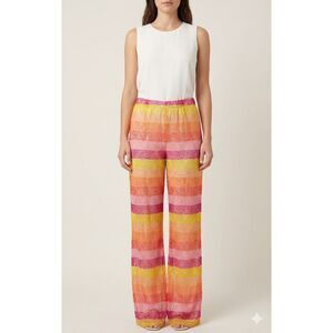 NWT Show Me Your Mumu Striped Flare Leg Pants Fiesta Sunset Lined Hidden Zip